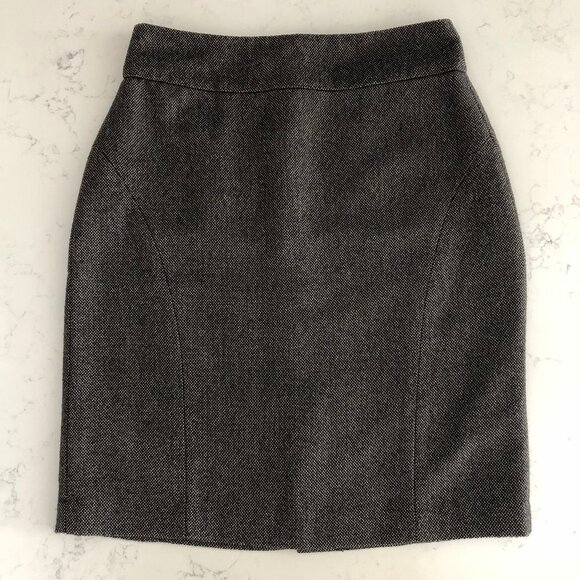Banana Republic Birdseye Hi Waisted Lined Poly Rayon Pencil Skirt Brown Sz 4 - Picture 1 of 10